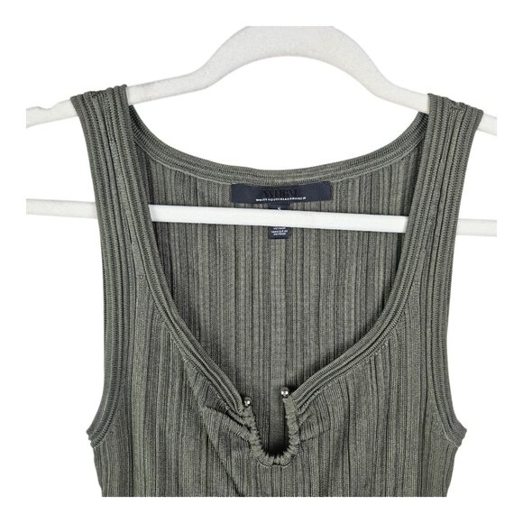 White House Black Market Ribbed Hardware Tank WHBM Olive Green Size Small - Picture 2 of 9